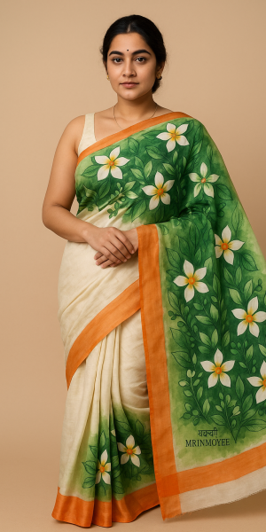 হাতে আঁকা ফুলের ডিজাইন সিল্ক