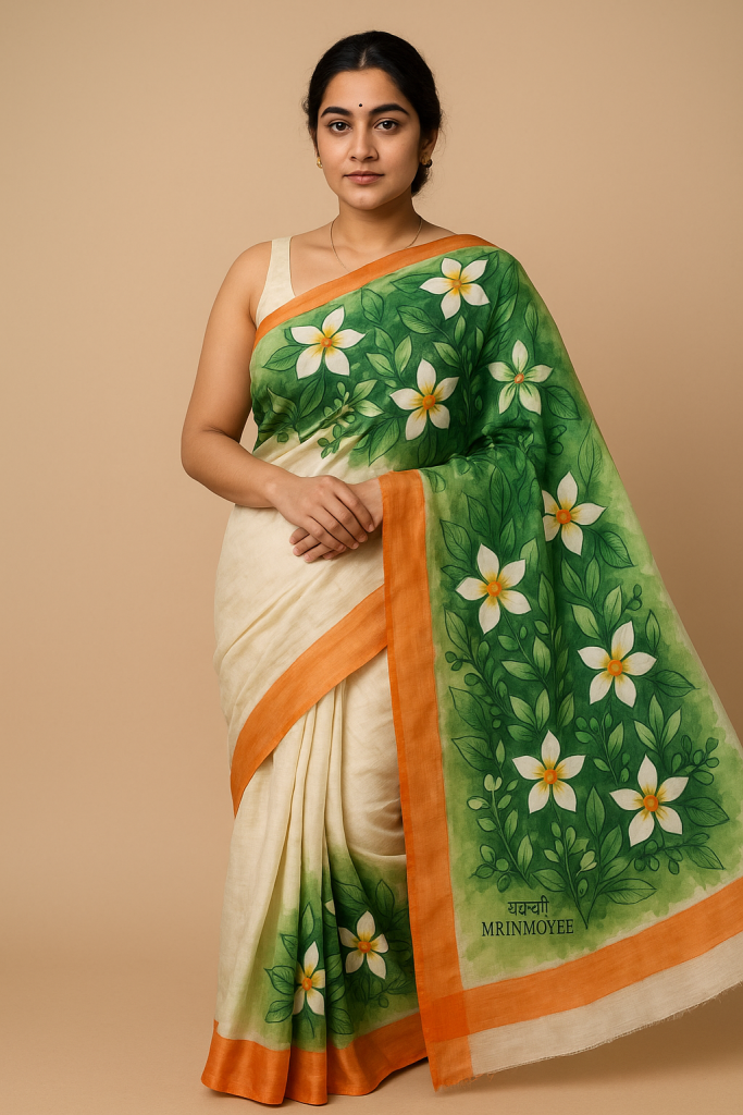 হাতে আঁকা ফুলের ডিজাইন সিল্ক