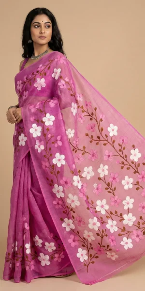 হ্যান্ড-পেইন্টেড কটন শাড়ি (2)