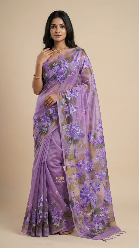 হ্যান্ড পেইন্টেড সুতি শাড়ি (10)